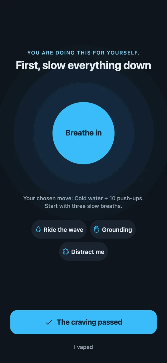 Craving SOS with guided breathing